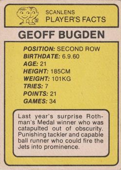 1981 Scanlens #120 Geoff Bugden Back